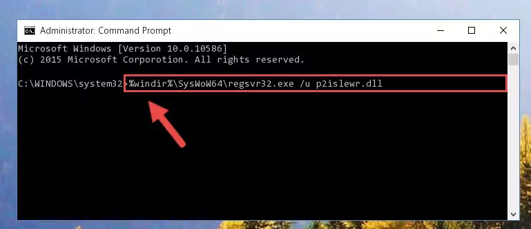 Reregistering the P2islewr.dll file in the system