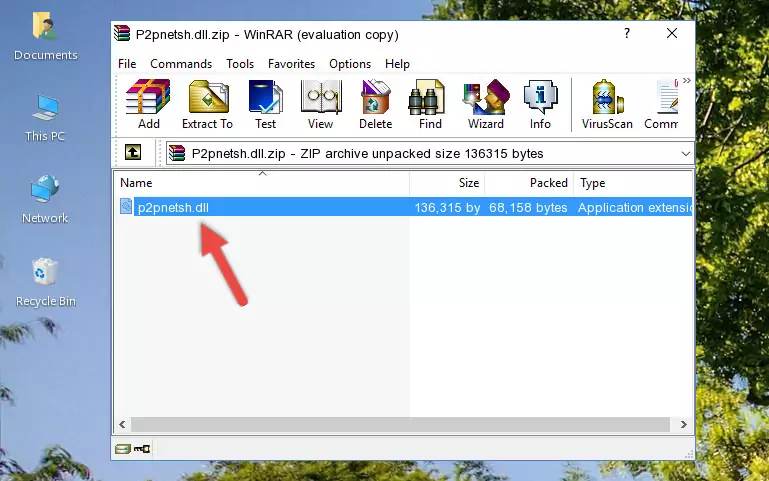 Pasting the P2pnetsh.dll file into the software's file folder