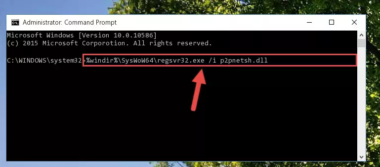 Uninstalling the damaged P2pnetsh.dll file's registry from the system (for 64 Bit)