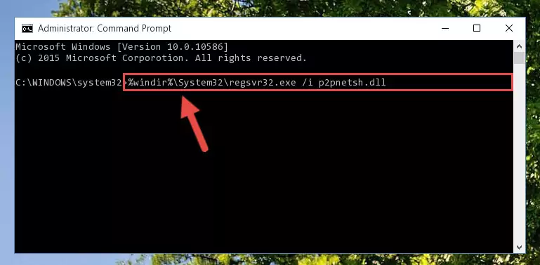 Cleaning the problematic registry of the P2pnetsh.dll file from the Windows Registry Editor