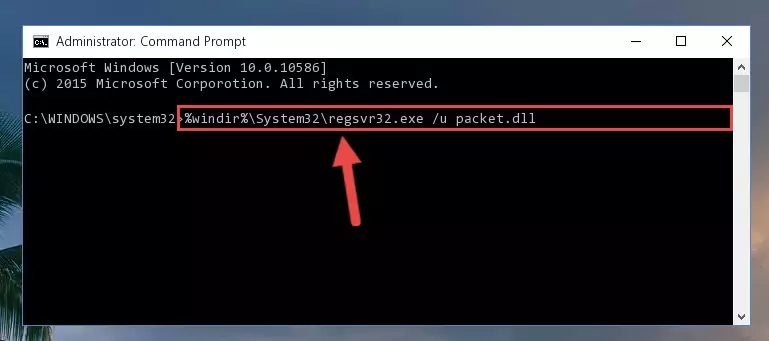 Reregistering the Packet.dll library in the system
