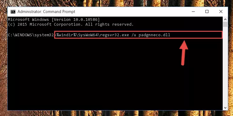 Reregistering the Padgnneco.dll file in the system