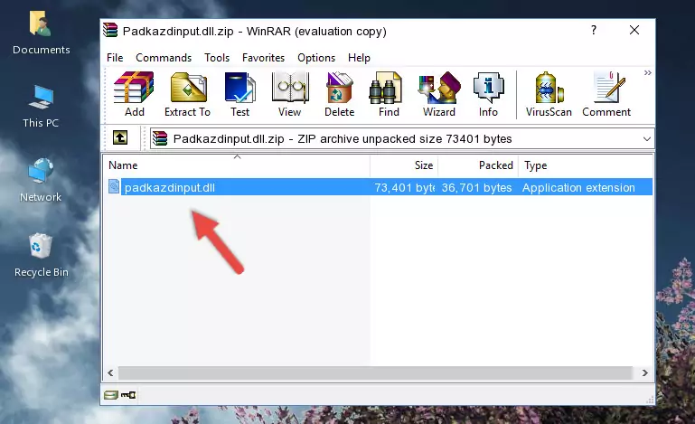 Pasting the Padkazdinput.dll file into the software's file folder