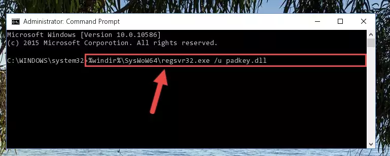 Reregistering the Padkey.dll file in the system