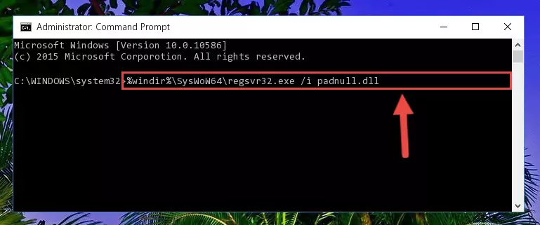 Uninstalling the damaged Padnull.dll library's registry from the system (for 64 Bit)