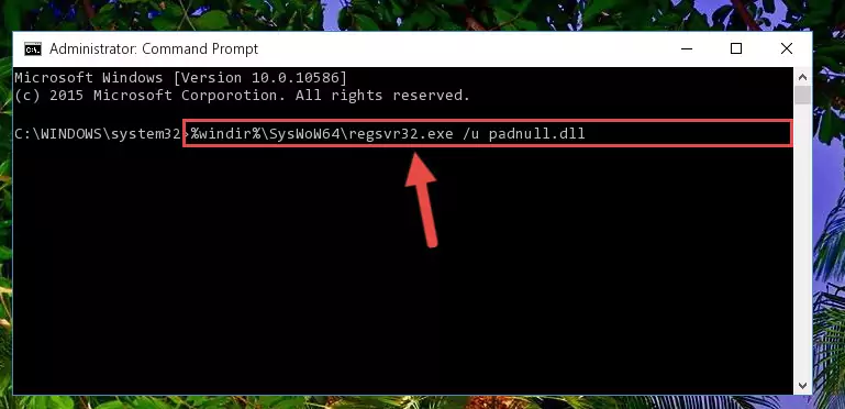 Reregistering the Padnull.dll library in the system (for 64 Bit)
