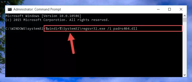 Uninstalling the Padrs404.dll file from the system registry