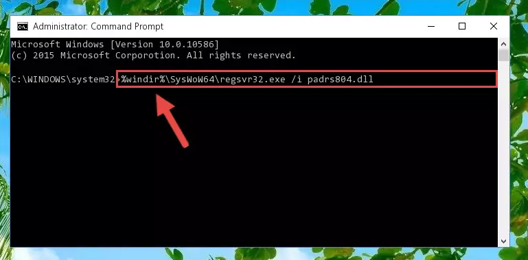 Deleting the damaged registry of the Padrs804.dll