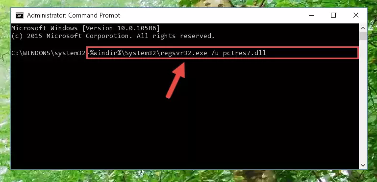 Reregistering the Pctres7.dll library in the system