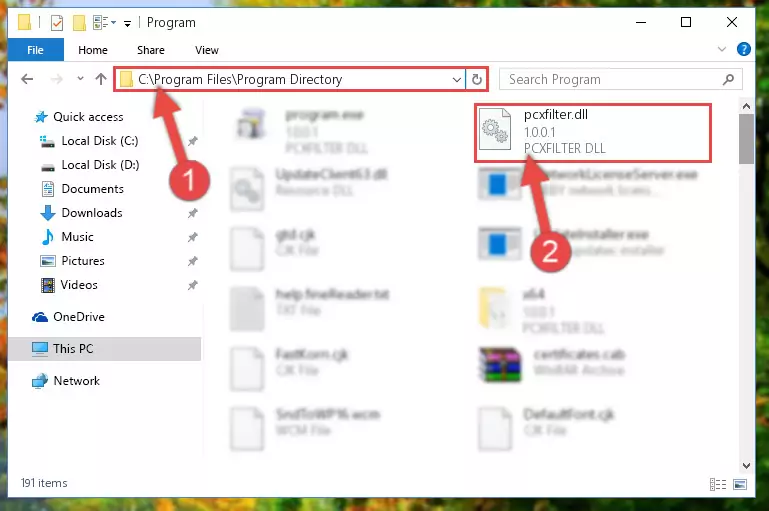 Uninstalling the Pcxfilter.dll library's broken registry from the Registry Editor (for 64 Bit)