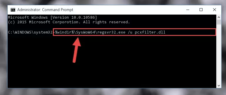 Creating a new registry for the Pcxfilter.dll library in the Windows Registry Editor