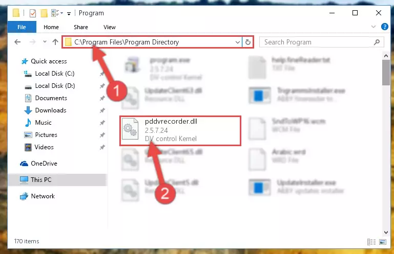 Choosing the Pddvrecorder.dll library