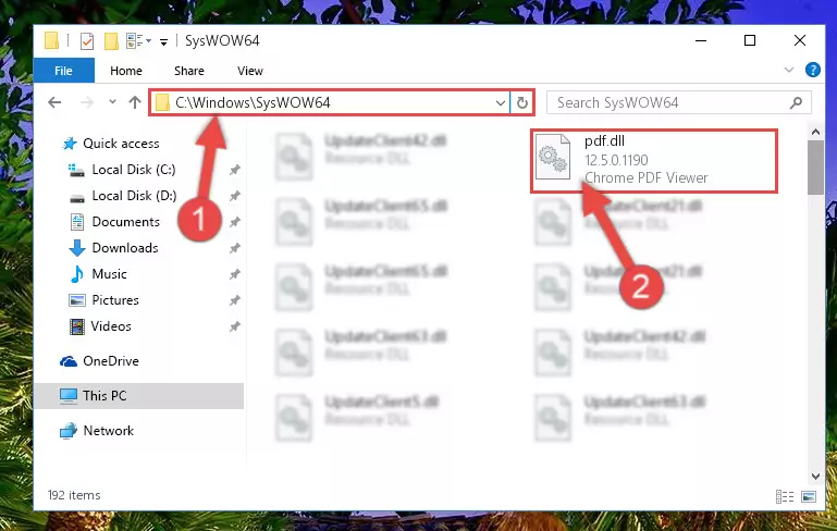 Pasting the Pdf.dll file into the Windows/sysWOW64 folder