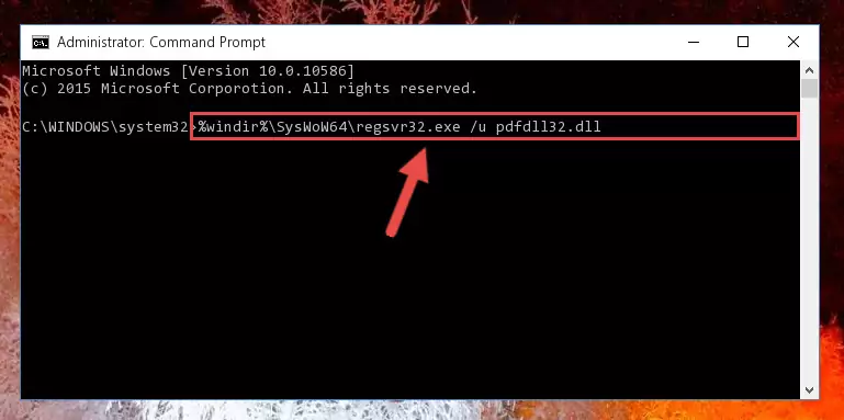 Reregistering the Pdfdll32.dll file in the system