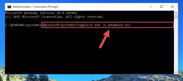 Reregistering the Pdimount.dll library in the system
