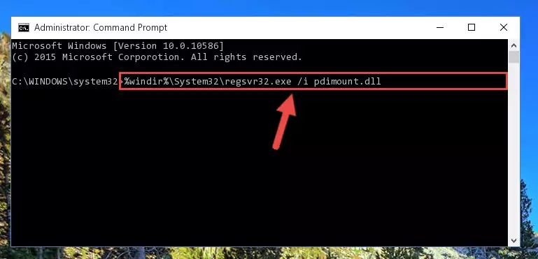 Deleting the Pdimount.dll library's problematic registry in the Windows Registry Editor