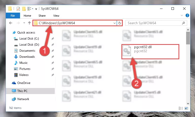 Pasting the Pgcntl32.dll file into the Windows/sysWOW64 folder