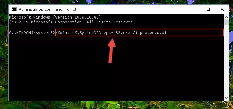 Reregistering the Phodocvw.dll file in the system (for 64 Bit)