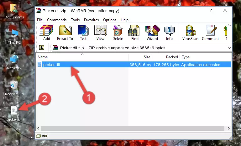Pasting the Picker.dll file into the software's file folder