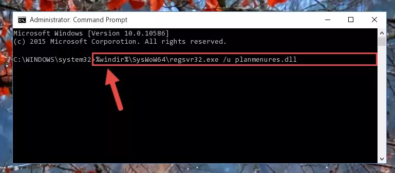 Reregistering the Planmenures.dll library in the system