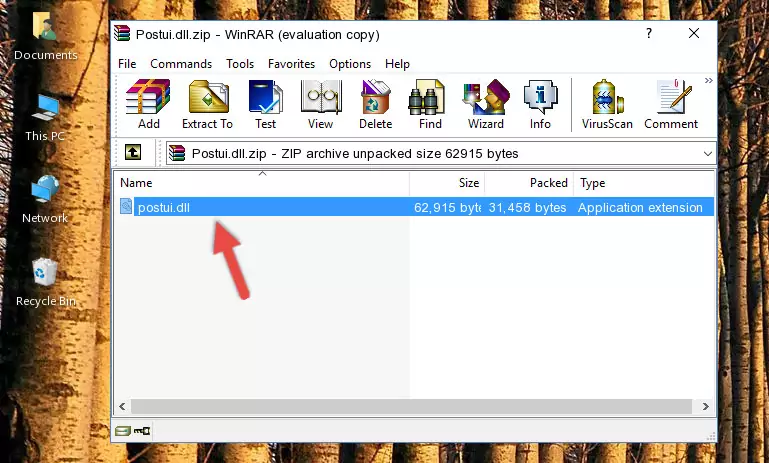 Copying the Postui.dll file into the software's file folder