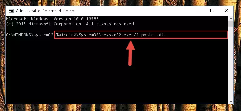 Uninstalling the Postui.dll file from the system registry