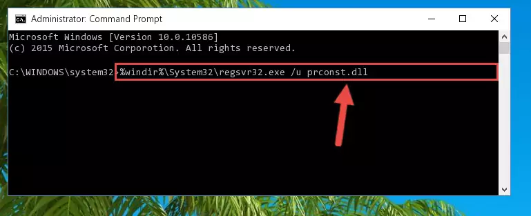 Reregistering the Prconst.dll library in the system