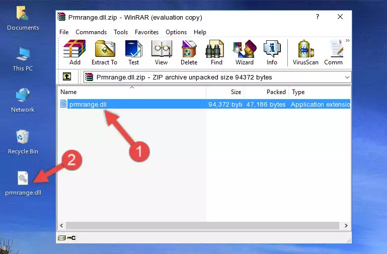 Pasting the Prmrange.dll file into the software's file folder