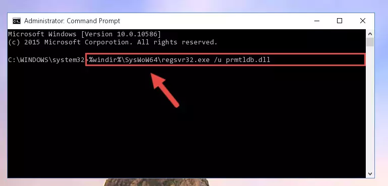 Creating a new registry for the Prmtldb.dll library in the Windows Registry Editor