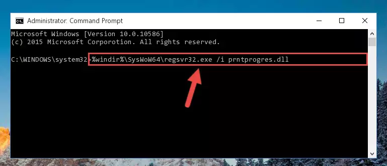 Uninstalling the damaged Prntprogres.dll file's registry from the system (for 64 Bit)