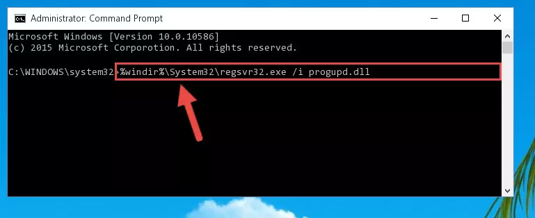 Uninstalling the Progupd.dll library from the system registry