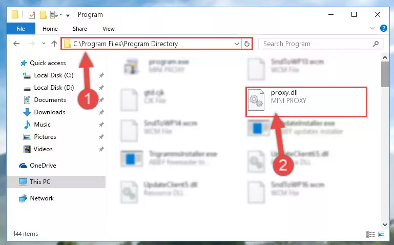 Uninstalling the broken registry of the Proxy.dll library from the Windows Registry Editor (for 64 Bit)