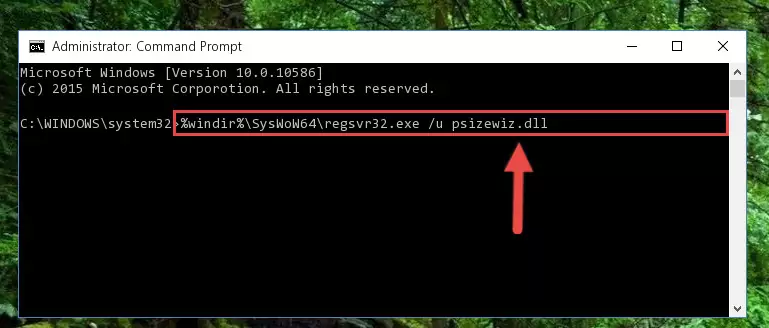 Reregistering the Psizewiz.dll file in the system (for 64 Bit)