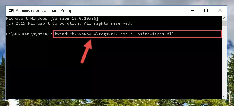 Creating a new registry for the Psizewizres.dll library in the Windows Registry Editor