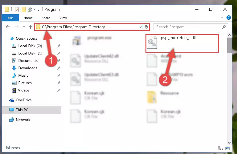 Uninstalling the damaged Psp_mixtreble_s.dll library's registry from the system (for 64 Bit)
