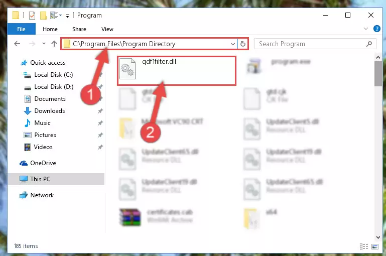 Uninstalling the Qdf1filter.dll library's broken registry from the Registry Editor (for 64 Bit)