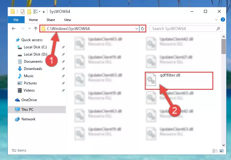 Copying the Qdf1filter.dll library to the Windows/sysWOW64 directory