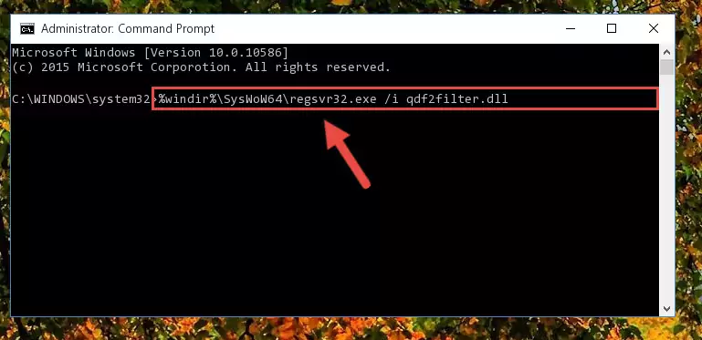 Uninstalling the Qdf2filter.dll file from the system registry