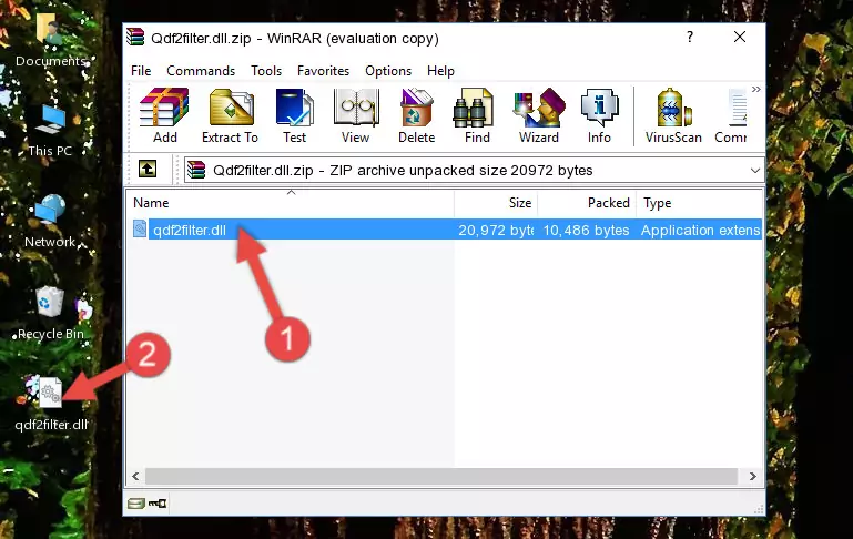 Copying the Qdf2filter.dll file into the file folder of the software.