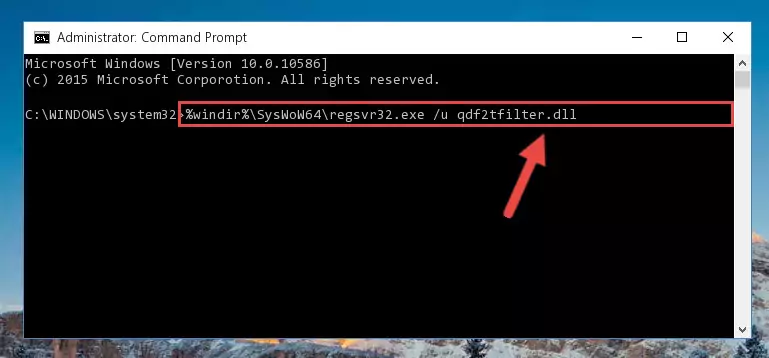 Reregistering the Qdf2tfilter.dll file in the system (for 64 Bit)