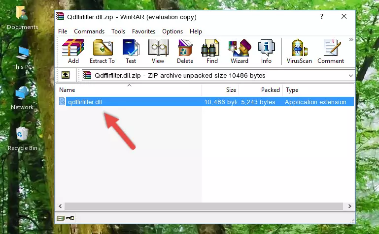Pasting the Qdffirfilter.dll file into the software's file folder