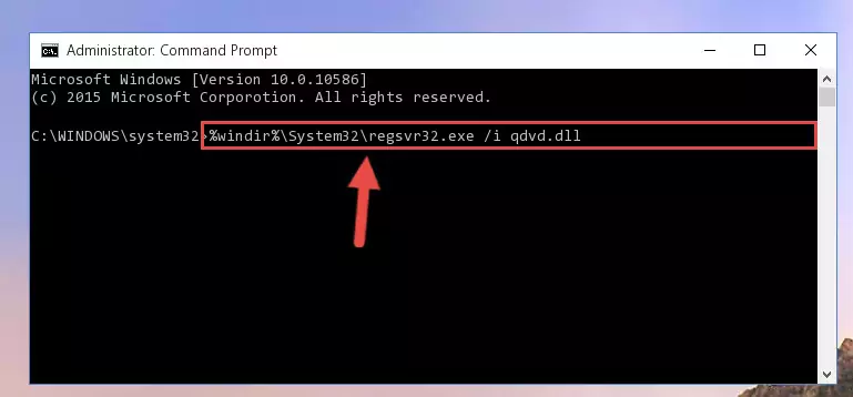 Uninstalling the Qdvd.dll file from the system registry