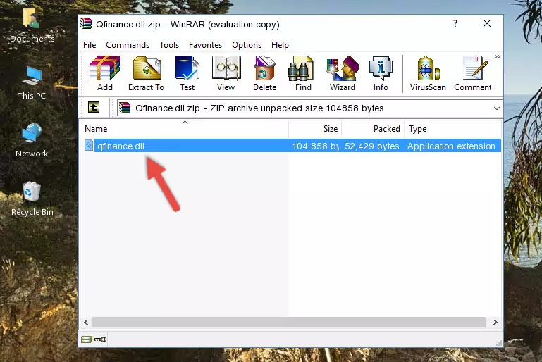 Copying the Qfinance.dll file into the software's file folder