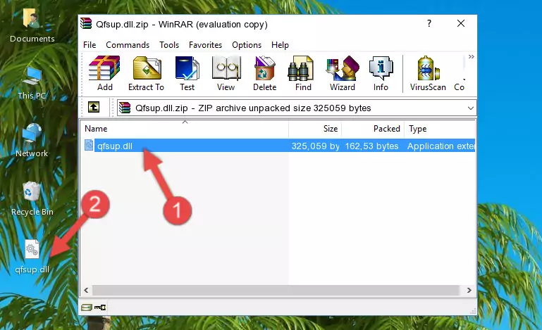 Pasting the Qfsup.dll file into the software's file folder