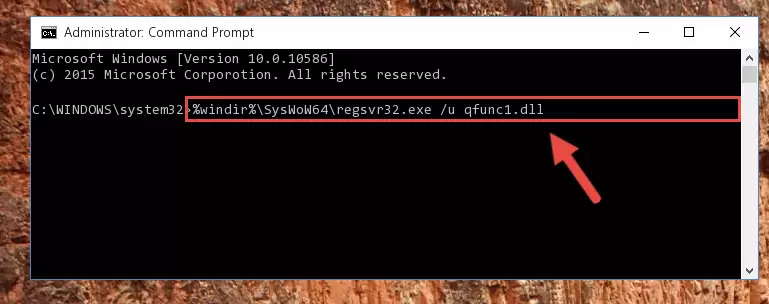 Reregistering the Qfunc1.dll file in the system