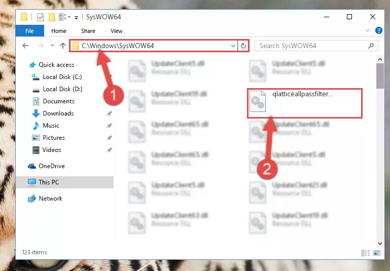 Pasting the Qlatticeallpassfilter.dll library into the Windows/sysWOW64 directory