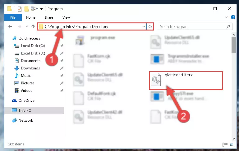 Choosing the Qlatticearfilter.dll library