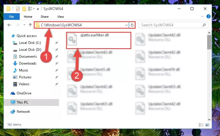 Extracting the Qlatticearfilter.dll library to the desktop