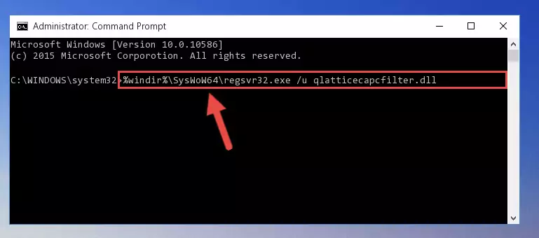 Reregistering the Qlatticecapcfilter.dll file in the system (for 64 Bit)
