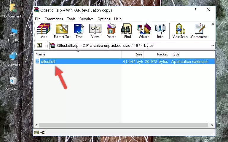 Pasting the Qttest.dll file into the software's file folder